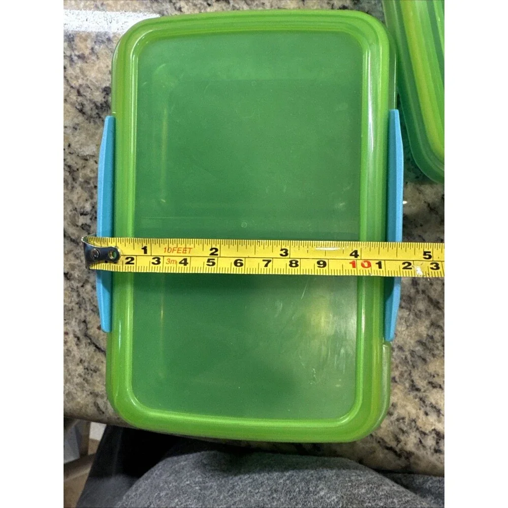 Sistema Containers 11.8 Oz Split box & Sandwich Box 450ml, Blue & Green, Set- 2